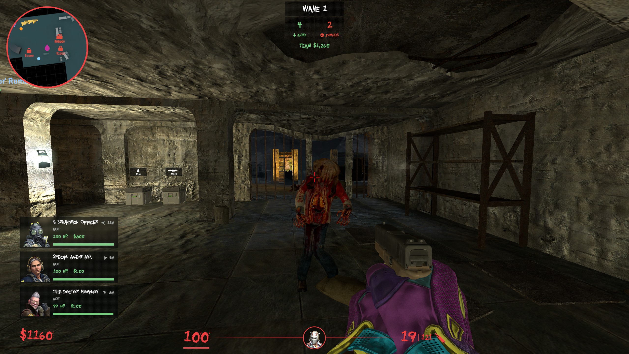 A squad holding out against the infected on wave 1
